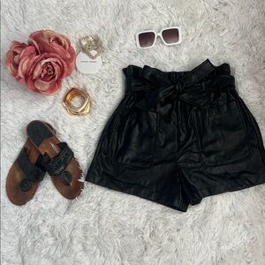 Black Vegan Leather Shorts
